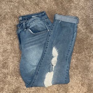 Super High waisted distressed mom jeans